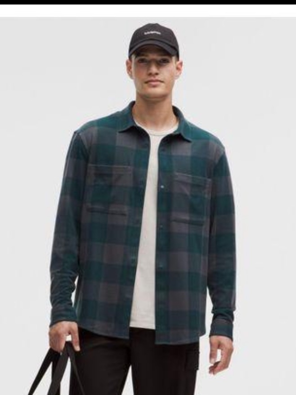 Lululemon Soft Knit Overshirt Ink Green Check Blue Green Plaid M NWT - Picture 2 of 5